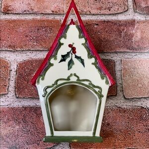 Lenox Winter Greetings Cedar Waxwing Bird Birdhouse Tealight Candle Holder